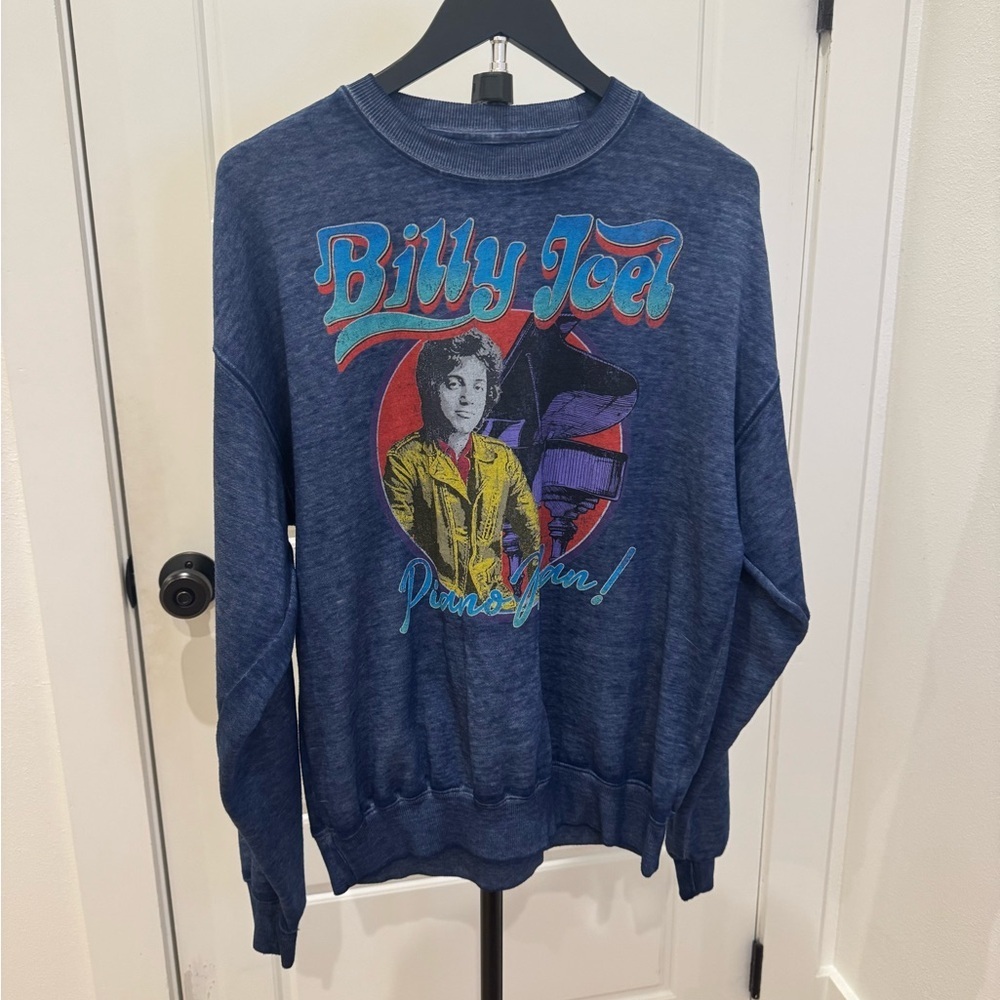 Billy‎ Joel Graphic Crewneck Sweater - Blue